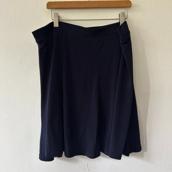 Susan Graver Slinky Knit Skort Womens Large Navy Pull On Elastic Waist - Picture 1 of 5
